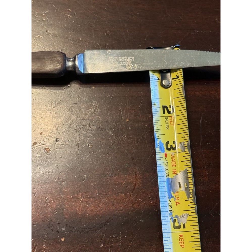 Vintage 1 BURNS Stainless Steel Steak Knives Made in England Wood Handles - Picture 5 of 6